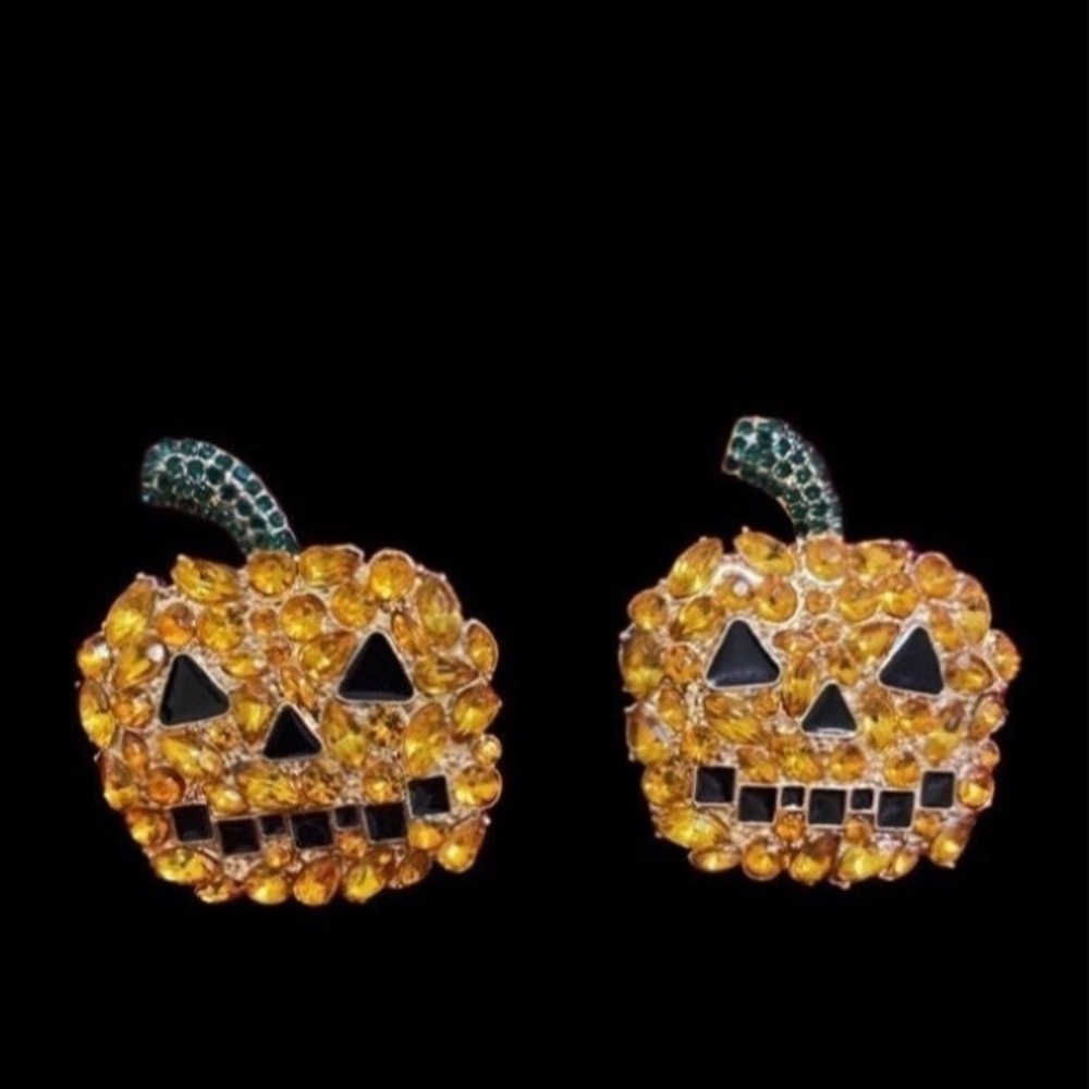 Pumpkin rhinestone  earrings